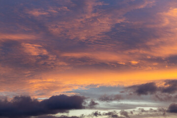 Warm sunset sky with beautiful cloud.
