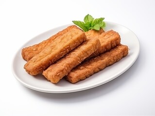 a plate of fried tempeh
