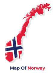 Vector map of Norway with national flag