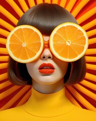 The Refreshing Ritual: Woman Rejuvenating with Citrus Slices for Eye Care