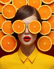 The Citrus Queen: A Woman Adorned with Fresh, Juicy, and Vibrant Orange Slices