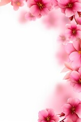 Fototapeta na wymiar pink horizontal petals flowers border frame background, Generative AI