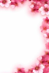 pink horizontal petals flowers border frame background, Generative AI