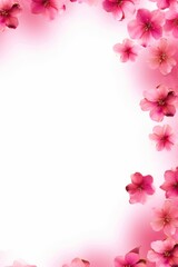 Fototapeta na wymiar pink horizontal petals flowers border frame background, Generative AI