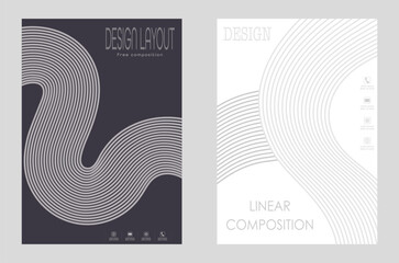 Fototapeta premium Linear composition. A set of templates for the design of banners, posters and posters. Layout of the book cover, brochures, booklets and catalogs. An idea for creative design.