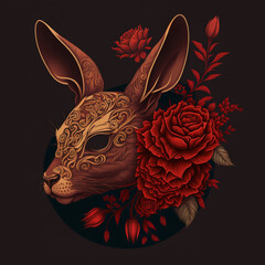 Red Rabbit Serenity: Lunar New Year Zodiac Artwork