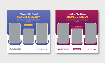 Explore and travel template social media post promotion design
