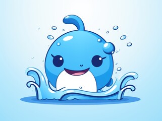 Fototapeta premium A Majestic Blue Whale with a Delightful Smile