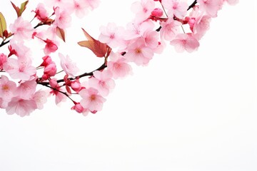 Botany decoration pink cherry blossom on white background, Generative AI