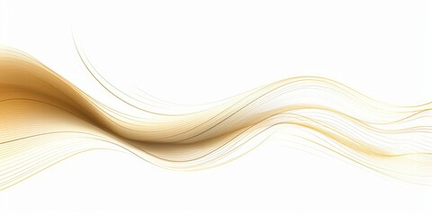 abstract line art wavy flowing dynamic gold isolated on white background in concept luxury, wave, wind, ocean, Generative AI - obrazy, fototapety, plakaty