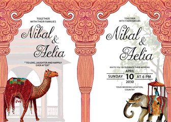 indian wedding invite - obrazy, fototapety, plakaty