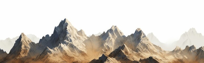 mountain range isolated on white background, Generative AI - obrazy, fototapety, plakaty