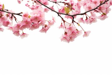 Botany natural pink cherry blossom with white background, Generative AI