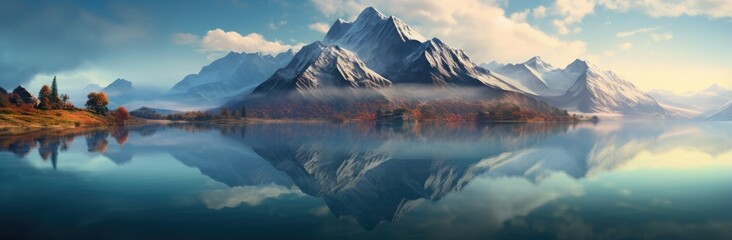 Fototapeta na wymiar A Majestic Mountain Reflecting in Serene Lake Waters