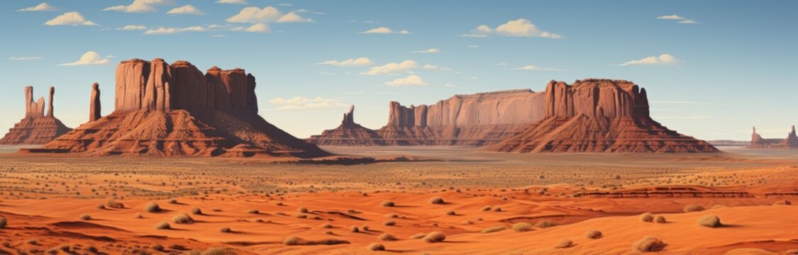 A Majestic Desert Landscape with Towering Mountains in the Distance