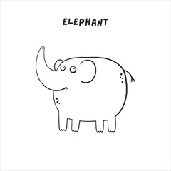 Coloring African elephant vector illustration