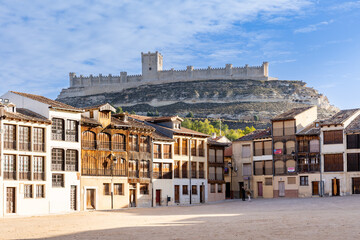 Peñafiel, Spain - October 12, 2023: old square, where bullfighting festivals are held, called...