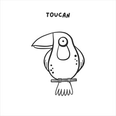 Cute educational card coloring toucan