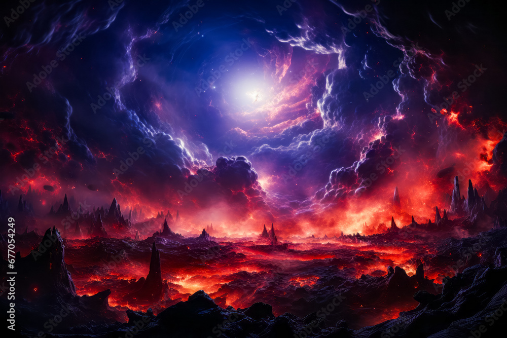 Canvas Prints image of sky filled with red and purple clouds.