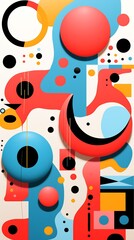 Abstract image with circles, dots, shapes, and lines.