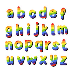 Colors Pride Alphabet Lowercase with Shadow. Lovely letters design for decoration. Vector Illustration about Letter.