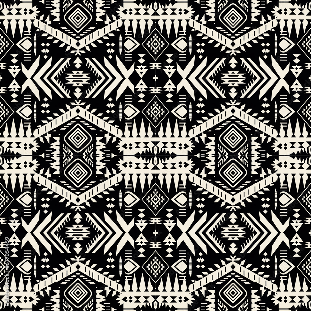 Wall mural black and white seamless pattern