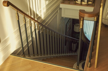 vintage looking staircase in a modern house
