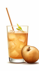 glass of apple juice with ice 