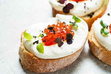 canape with caviar and herbs