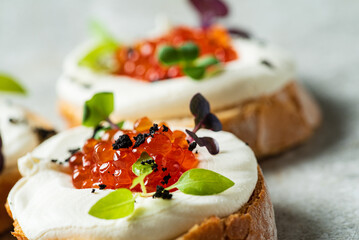 canape with caviar and herbs