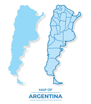 Vector Argentina map set simple flat and outline style illustration