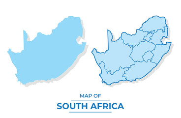 Vector South Africa map set simple flat and outline style illustration