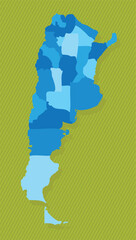 Obraz premium Argentina map with regions blue political map green background vector illustration