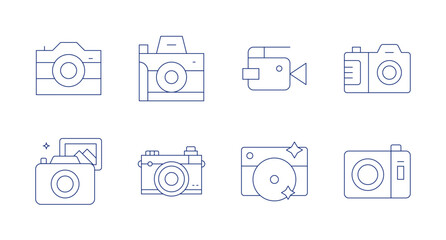 Camera icons. Editable stroke. Containing photo camera, camera, video camera.