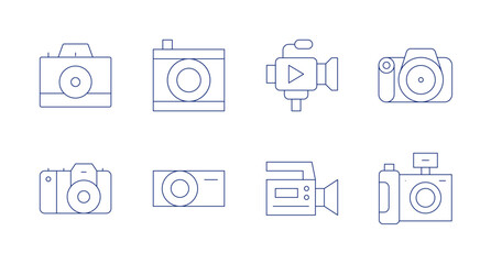 Camera icons. Editable stroke. Containing photo camera, video camera, camera.