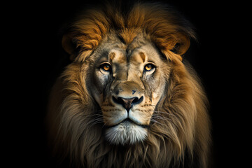 lion head on black, AI generated - Powered by Adobe
