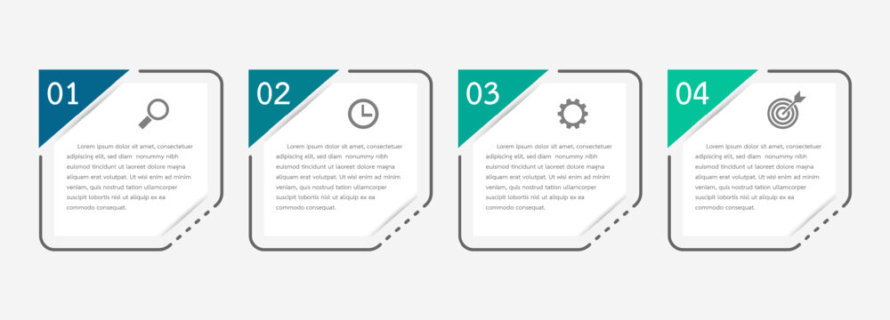 Business infographic with 4 paper notes design vector. 