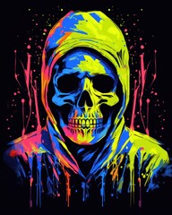 The Edgy Hooded Skull Splattered With Colorful Paint