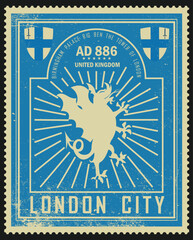 Typography . London city . stamp. vector. tee shirt graphics.print