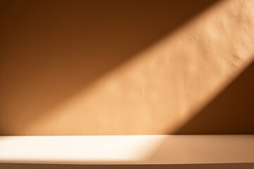 Brown background for product display with shadows and natural sun light, Generative AI