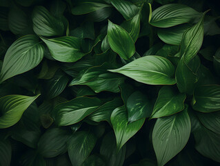 Beautiful green leaves pattern background. Natural texture of green leaves.