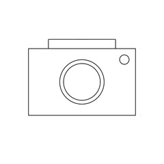black line camera icon isolated on white photo film picture image vector illustration minimalism sign