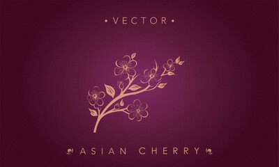 Stylized Cherry Blossom Branch Vector Illustration