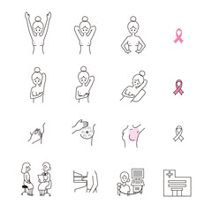 乳がん検診に関するイラストセット - obrazy, fototapety, plakaty