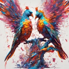 Obraz premium beautiful stunning romantic couple in love birds, intense, dynamic, stylized, fantastic, detailed, high, resolution