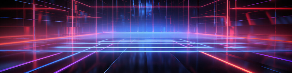 Neon technology background, empty space, futuristic style
