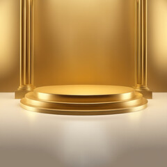 Golden Platform for Product Display: Elegance in Presentation