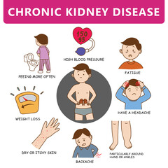 Symptoms chronic kidney infographic, illustration cartoon on a white background