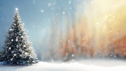 Fototapeta na wymiar Christmas Tree, Background Snowing