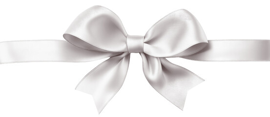 Naklejka premium White silver ribbon and bow, cut out